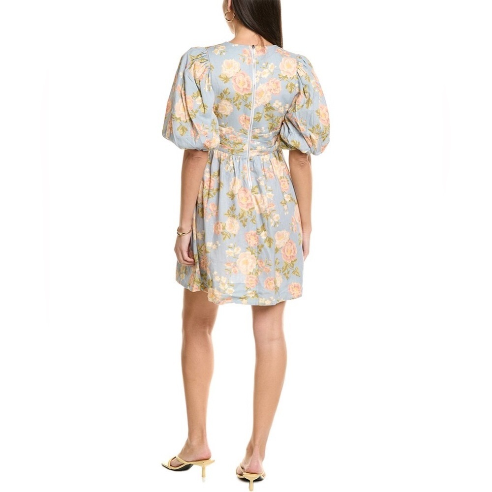 NEW Yumi Kim Revolve Gayle Linen Mini Dress Floral Bubble Size Medium Blue NWT - Picture 2 of 9